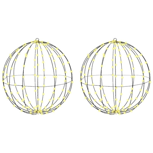 Palla con 384 LED 2 pcs Bianco caldo 60 cm Metallo