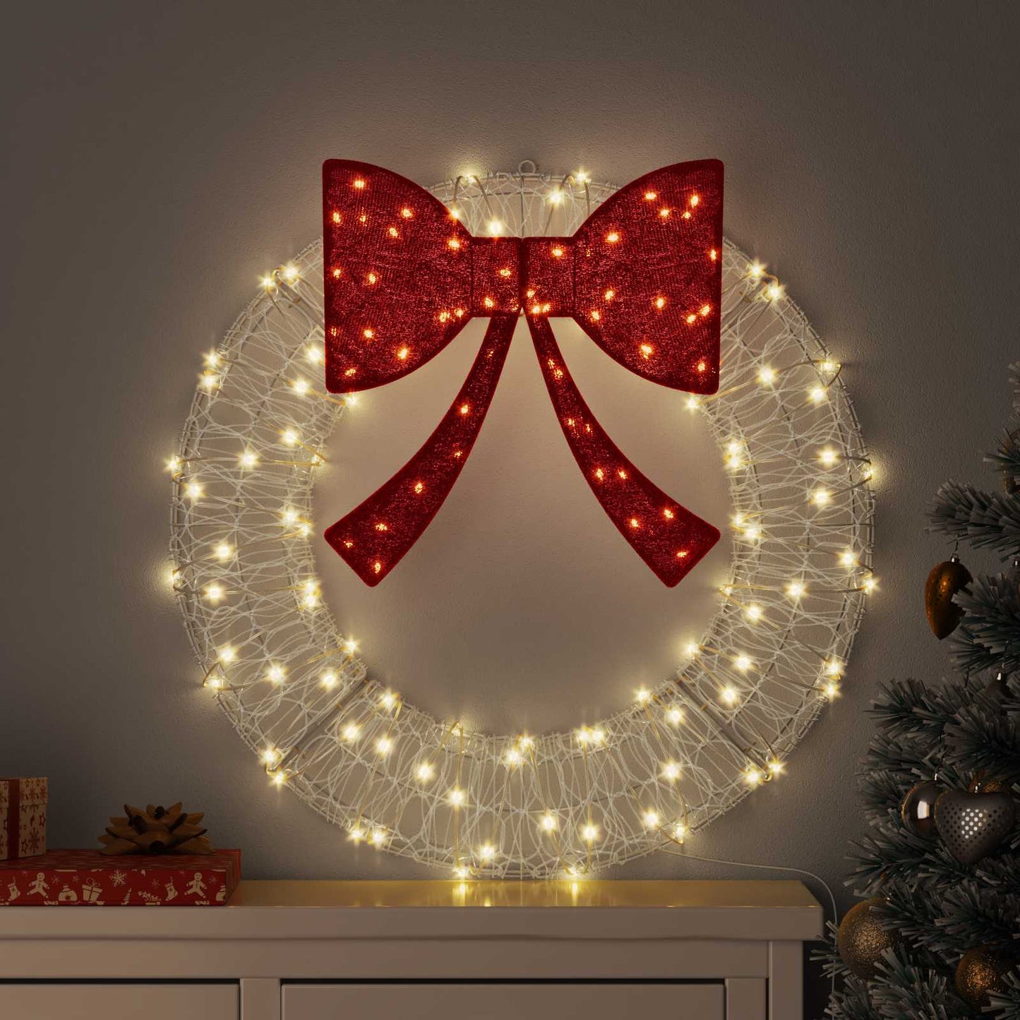 Corona con 60 LED Bianco caldo 76 x 76 x 8,5 cm Acrilico | homemem39