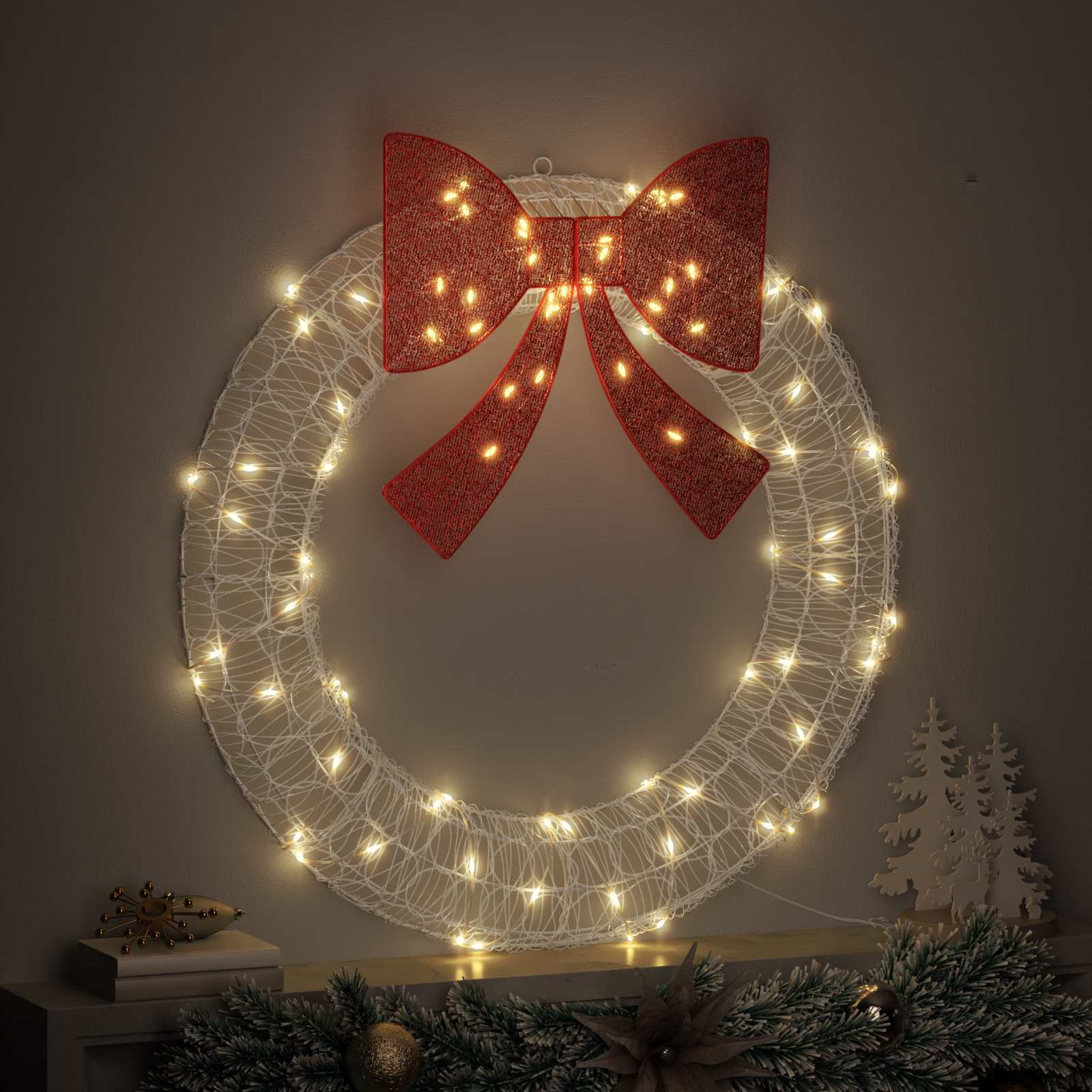 Corona con 80 LED Bianco caldo 92 x 92 x 9,5 cm Acrilico | homemem39