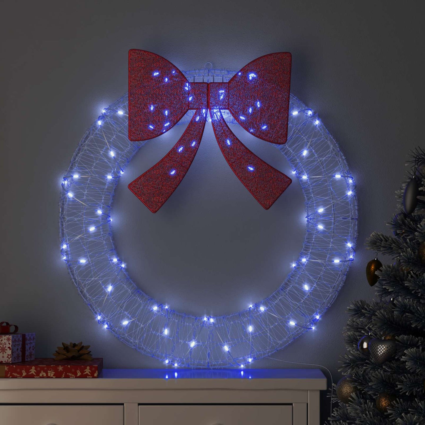 Corona con 80 LED Blu 92 x 92 x 9,5 cm Acrilico | homemem39