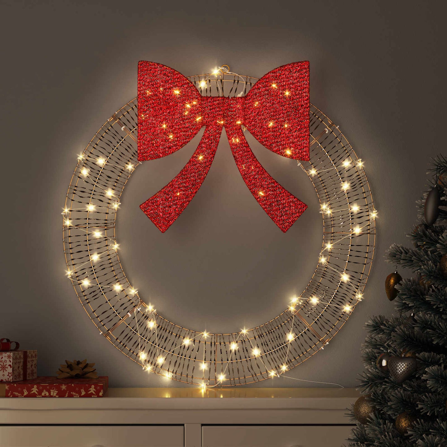 Ghirlanda Bianco caldo 75 x 75 x 8 cm PET 60 LED