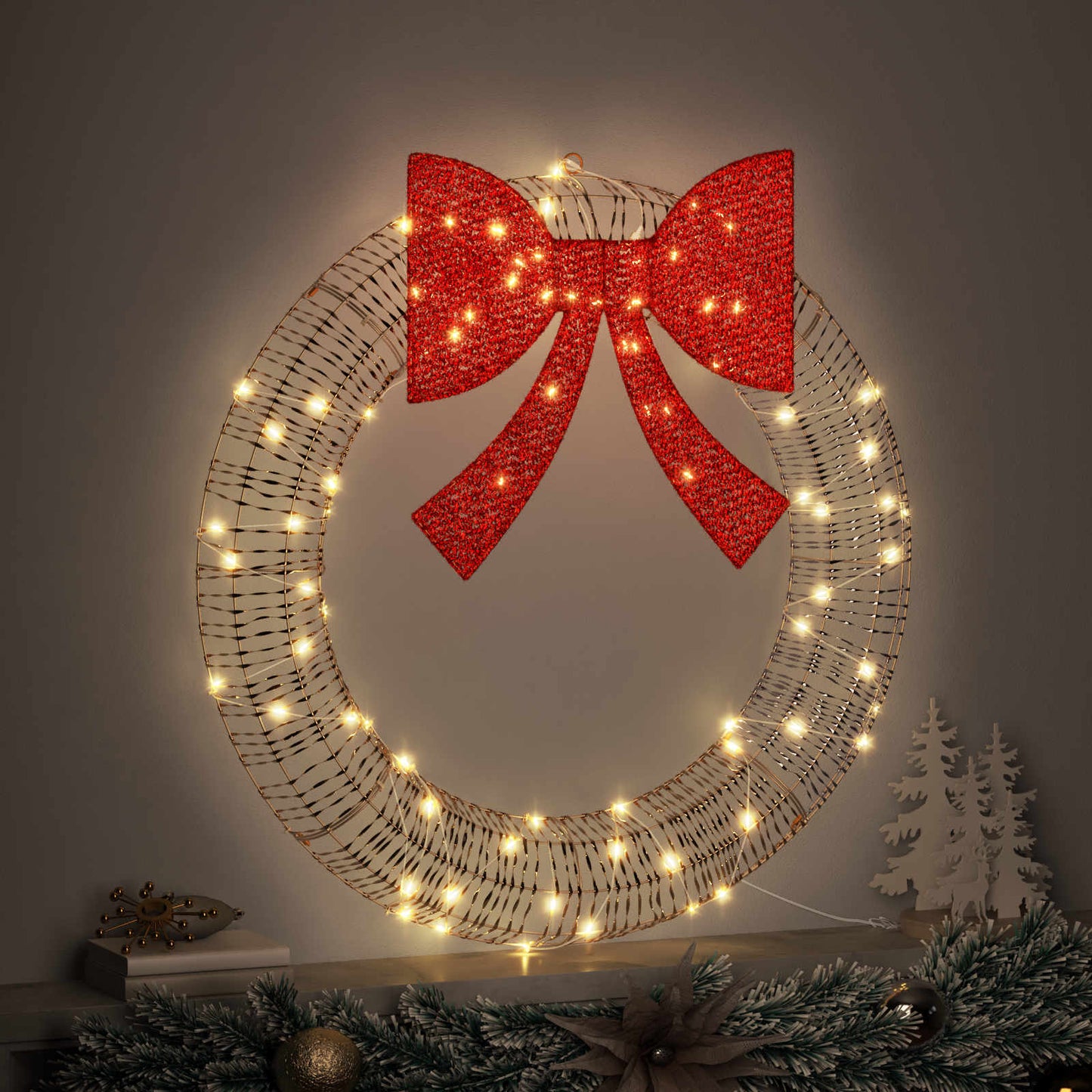 Ghirlanda Bianco caldo 90 x 90 x 9 cm PET 80 LED