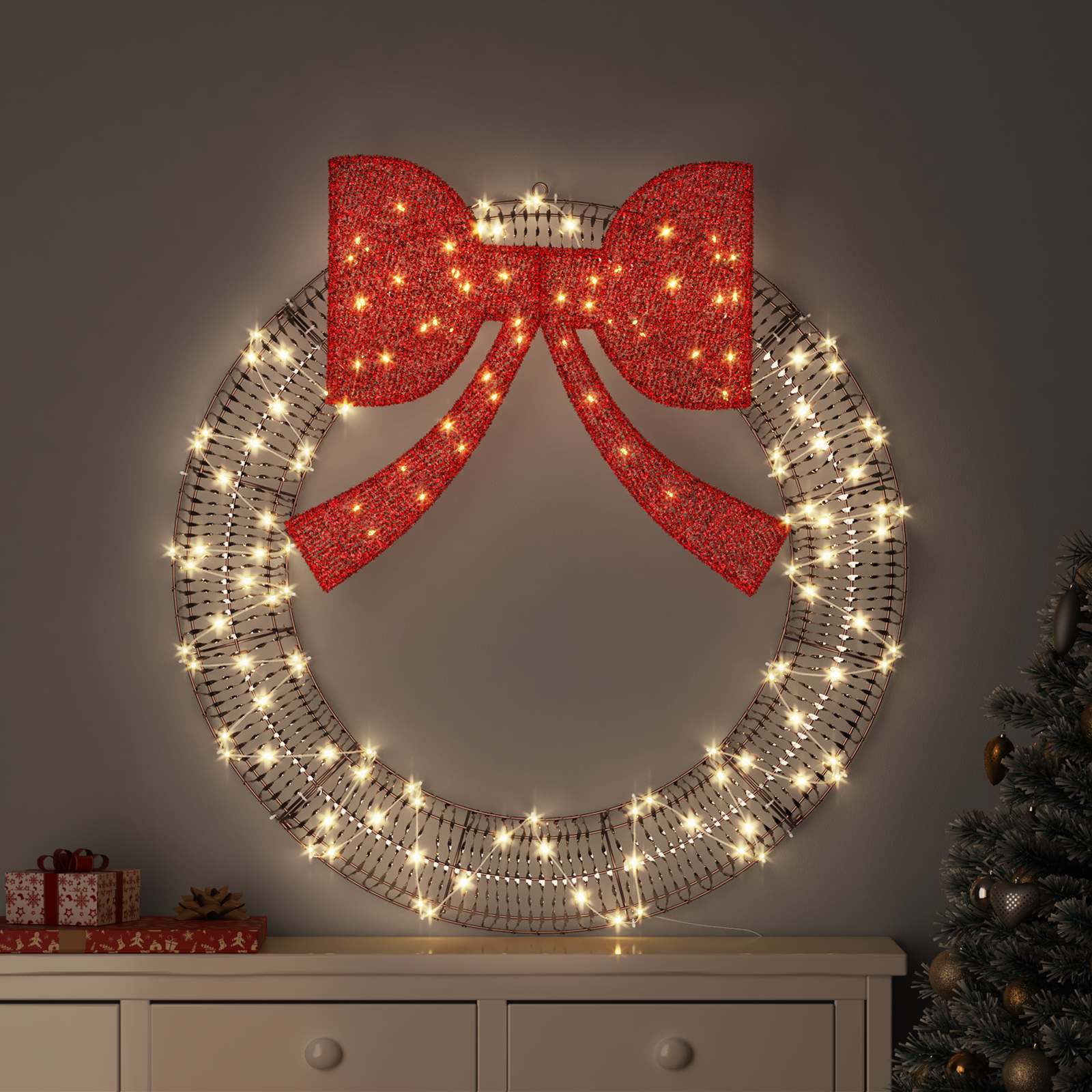 Ghirlanda con 150 LED Bianco caldo 121 x 121 x 10 cm PET | homemem39