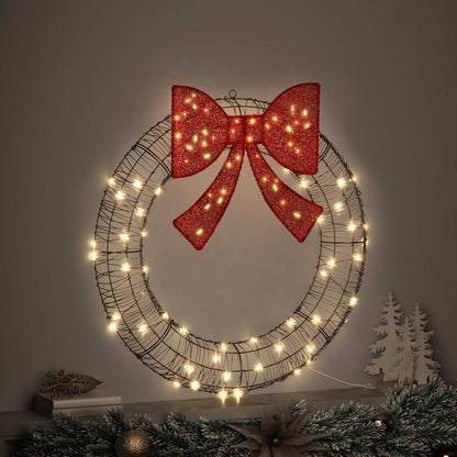 Ghirlanda con 80 LED Bianco caldo 90 x 90 x 9 cm Rattan | homemem39