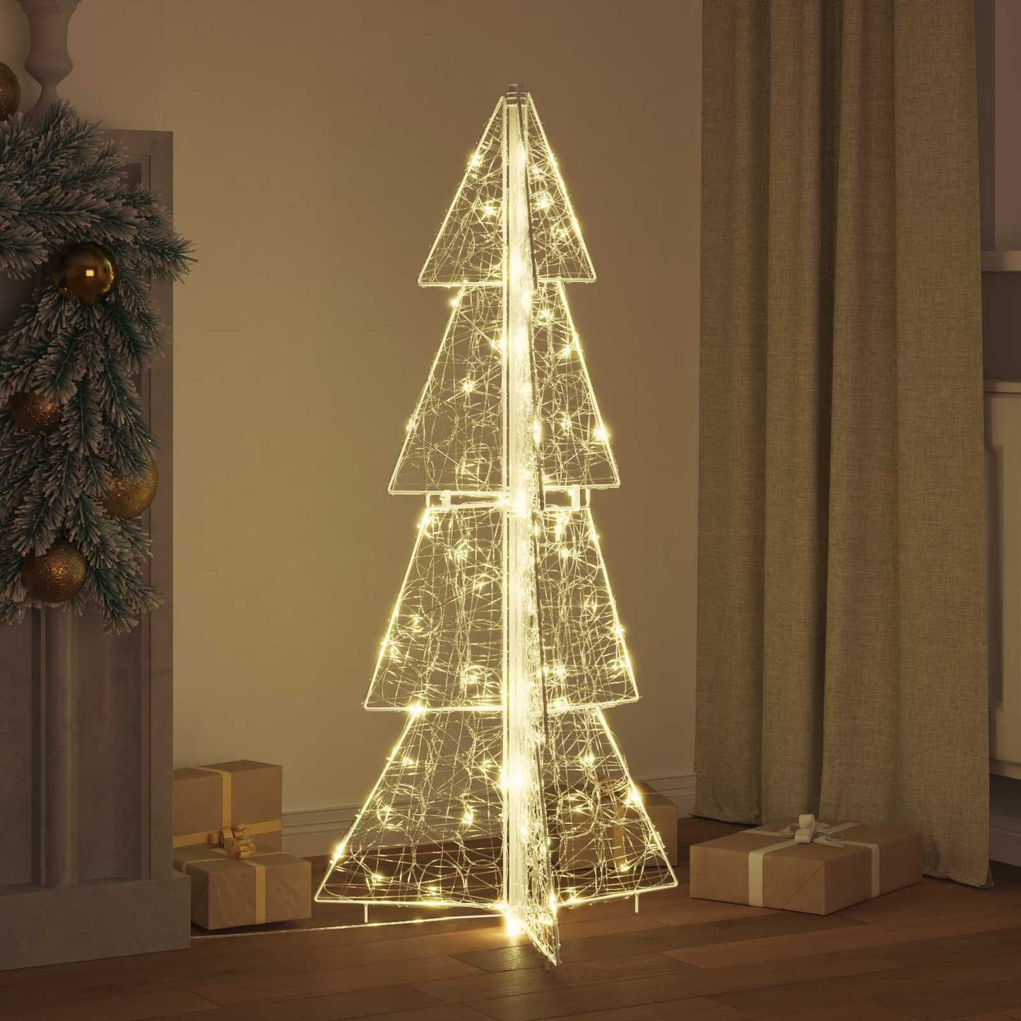 Albero di Natale con 100 LED Bianco caldo 120 cm Acrilico | homemem39