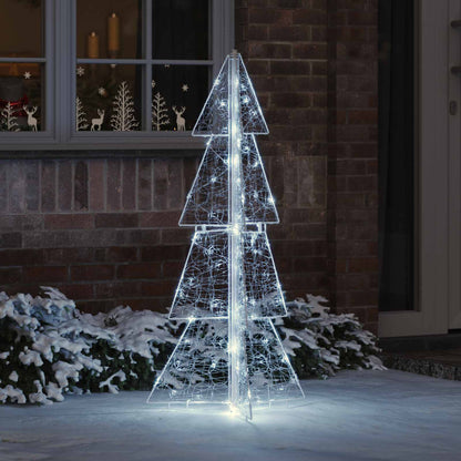 Albero di Natale con 100 LED Bianco Freddo 120 cm Acrilico | homemem39