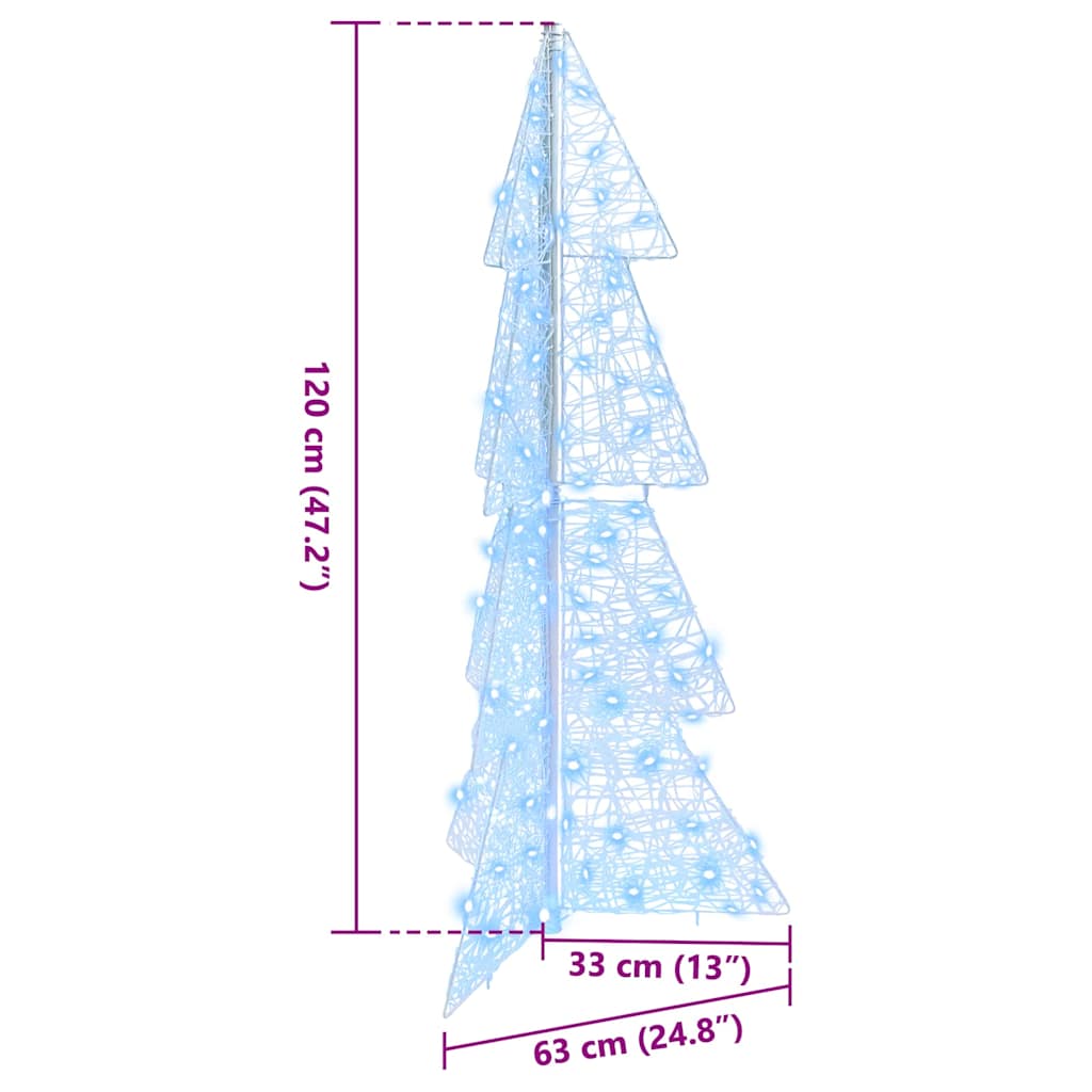 Albero di Natale con 100 LED Bianco Freddo 120 cm Acrilico | homemem39