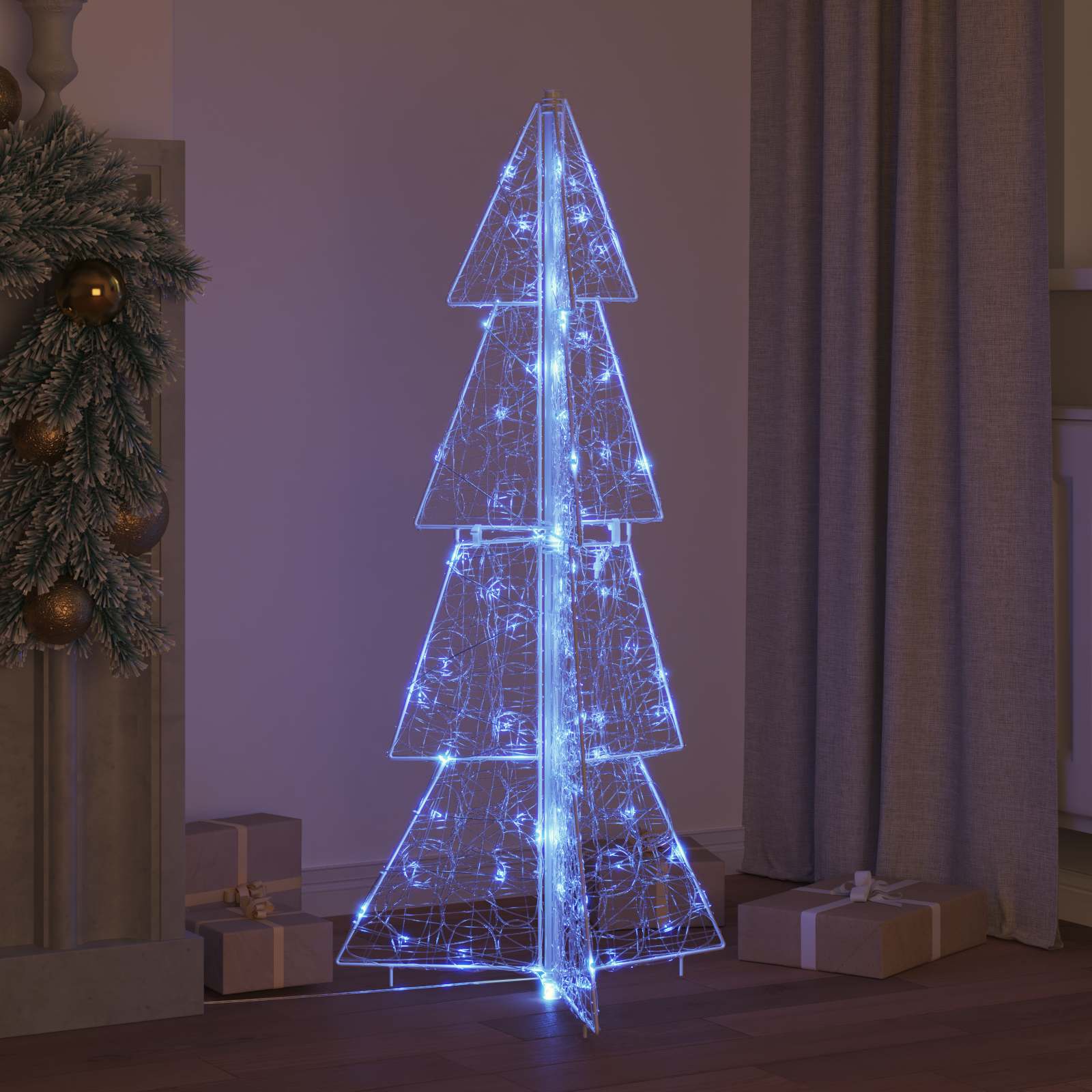 Albero di Natale con 100 LED Blu 120 cm Acrilico | homemem39