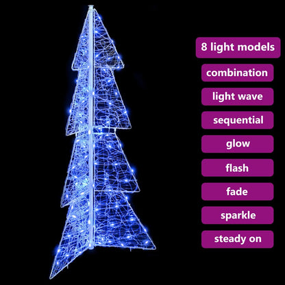 Albero di Natale con 100 LED Blu 120 cm Acrilico | homemem39