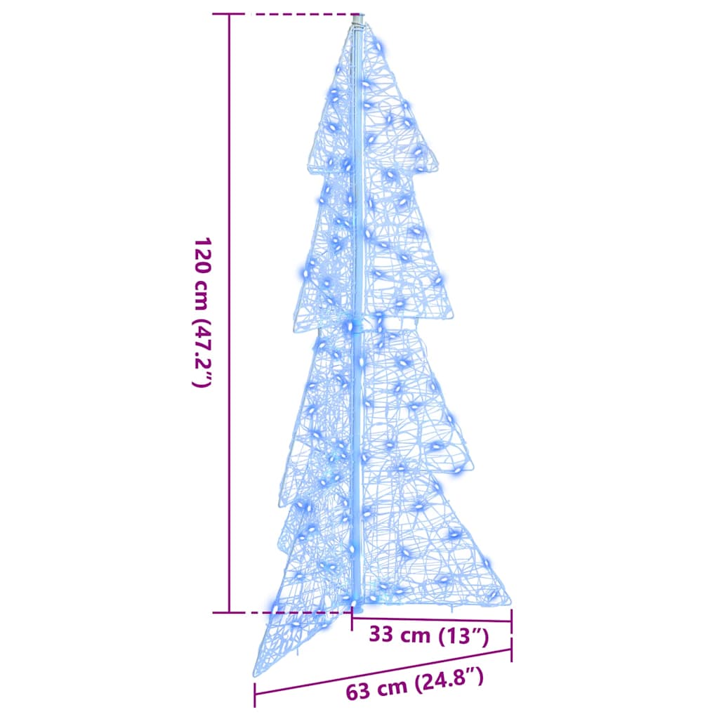 Albero di Natale con 100 LED Blu 120 cm Acrilico | homemem39
