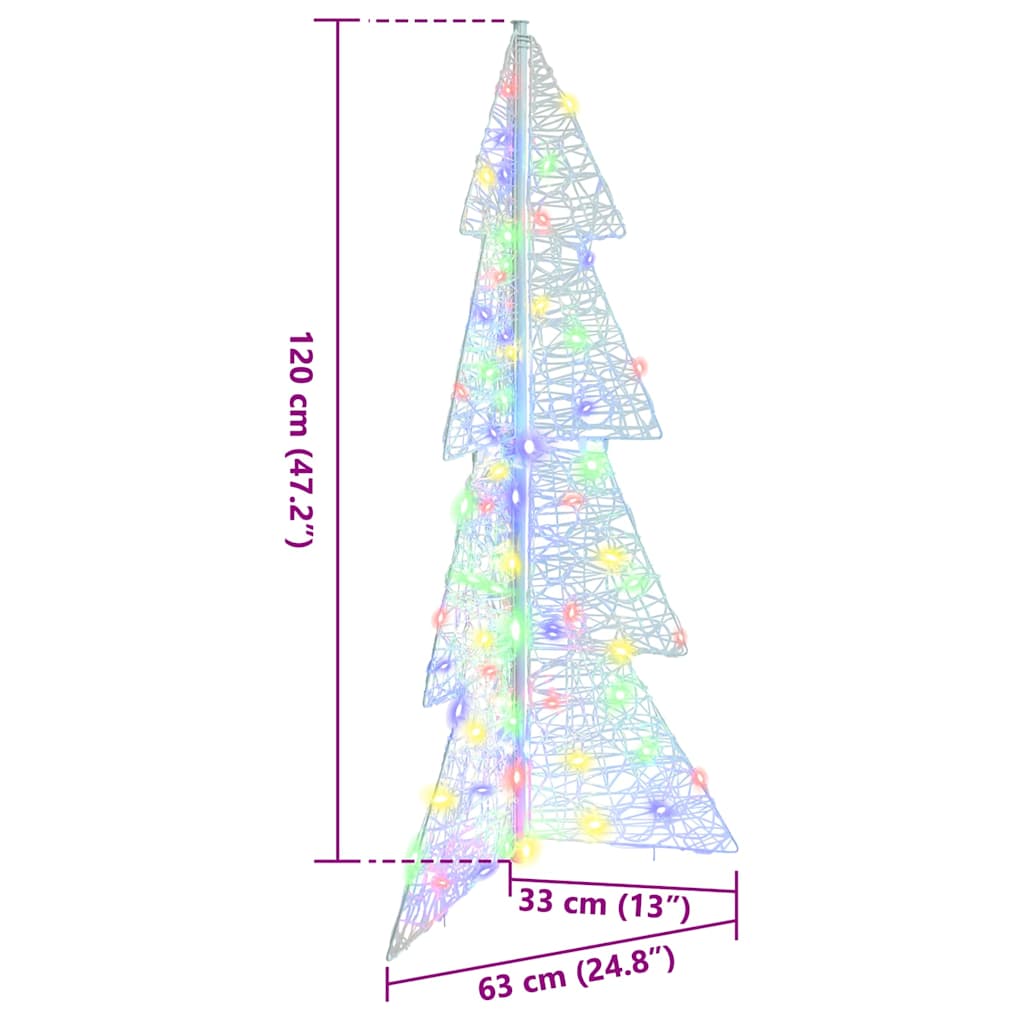 Albero di Natale con 100 LED Multicolore 120 cm Acrilico | homemem39