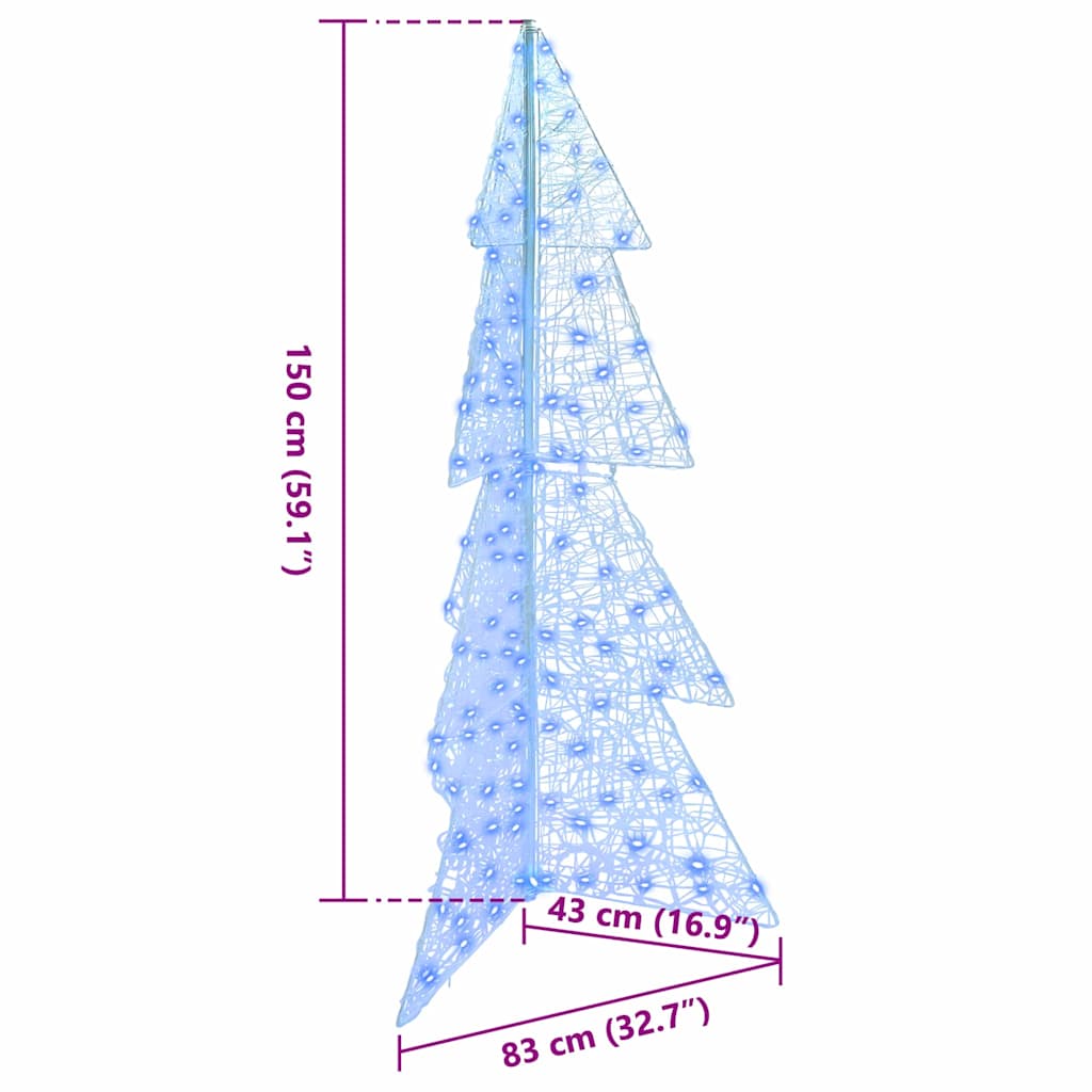 Albero di Natale con 160 LED Blu 150 cm Acrilico | homemem39
