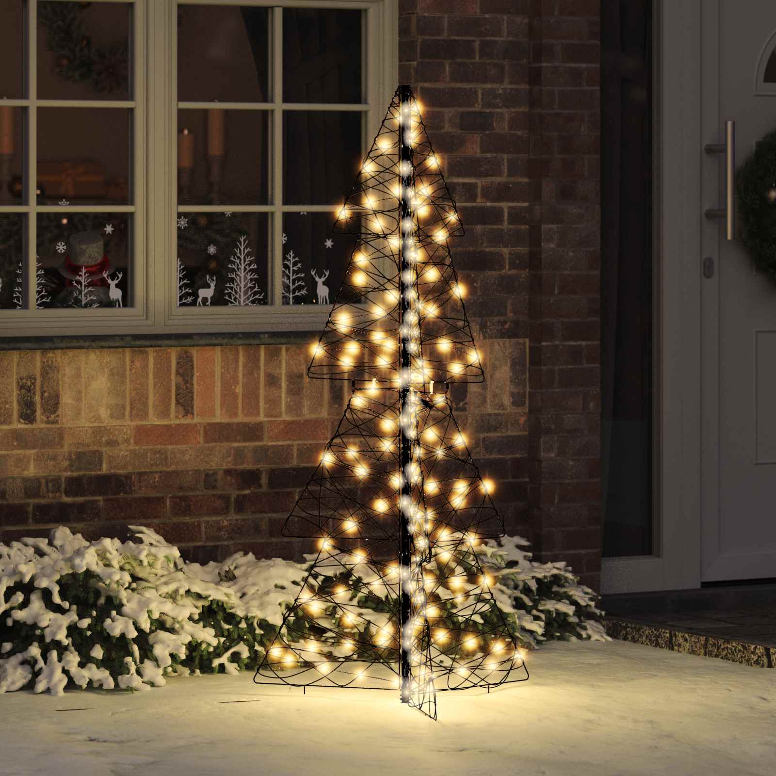 Albero di Natale con 160 LED Bianco caldo 150 cm Rattan | homemem39