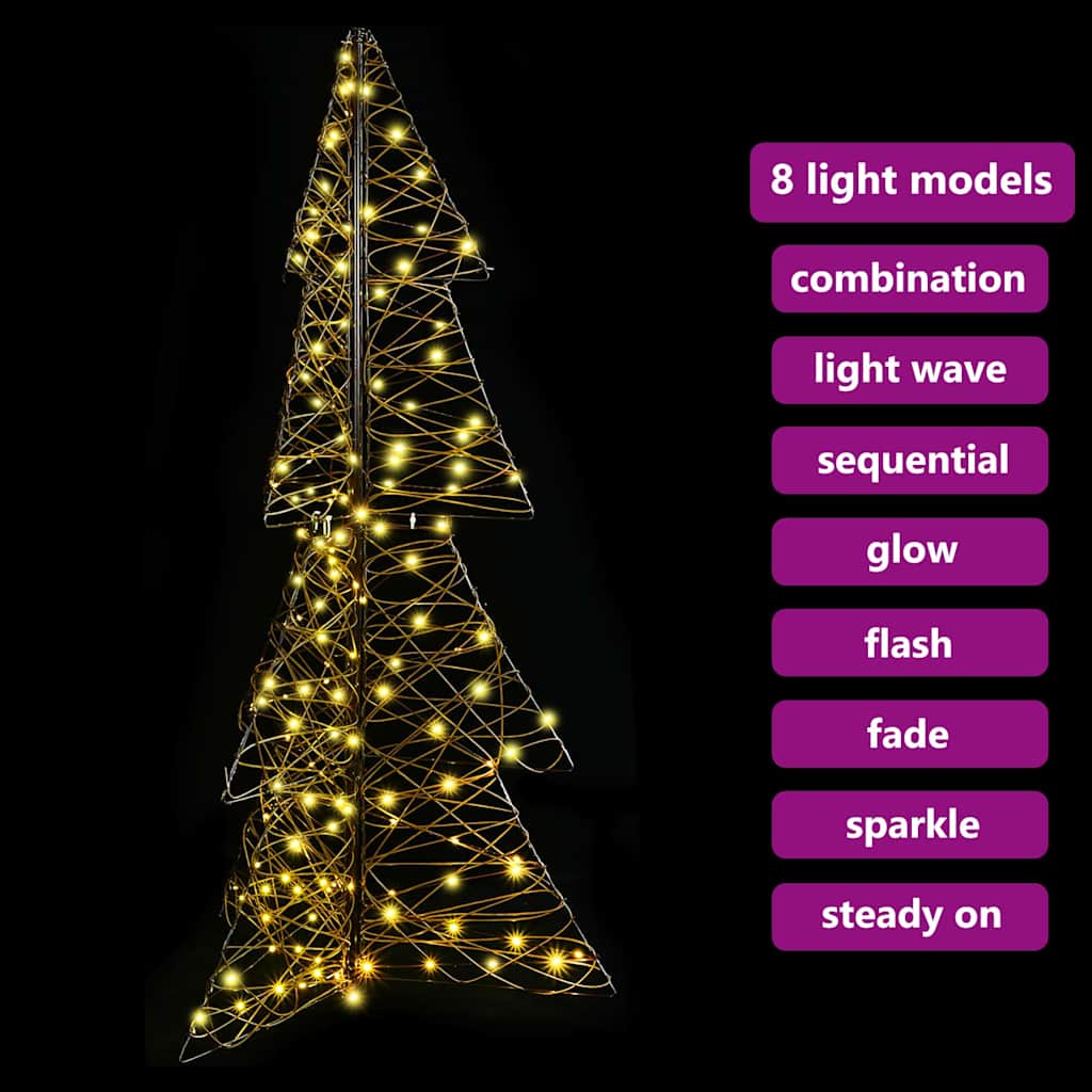 Albero di Natale con 160 LED Bianco caldo 150 cm Rattan | homemem39