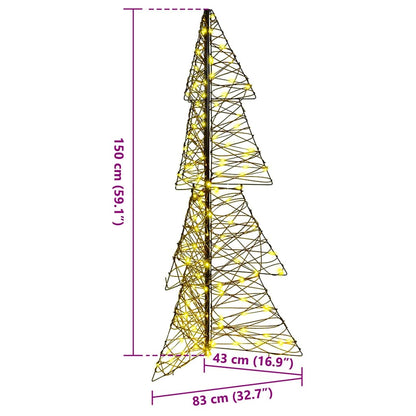 Albero di Natale con 160 LED Bianco caldo 150 cm Rattan | homemem39