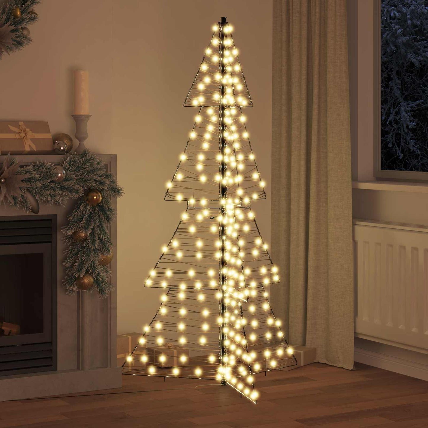 Albero di Natale con 240 LED Bianco caldo 180 cm Rattan | homemem39