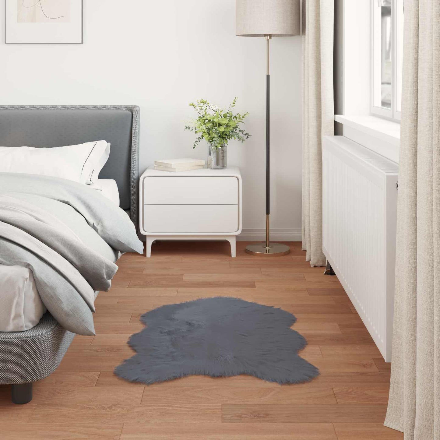 Tappeto Pecora Tafalla Antracite 60 x 90 cm Poliestere