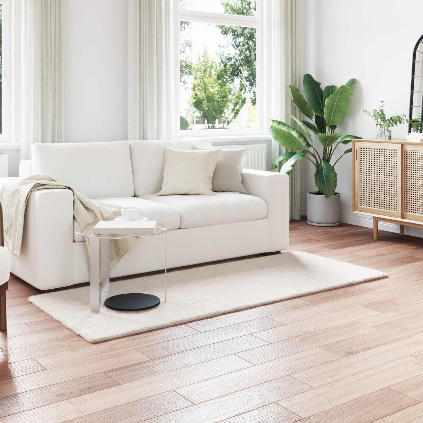 Tappeto in Pelliccia Sintetica di Coniglio Olite Crema