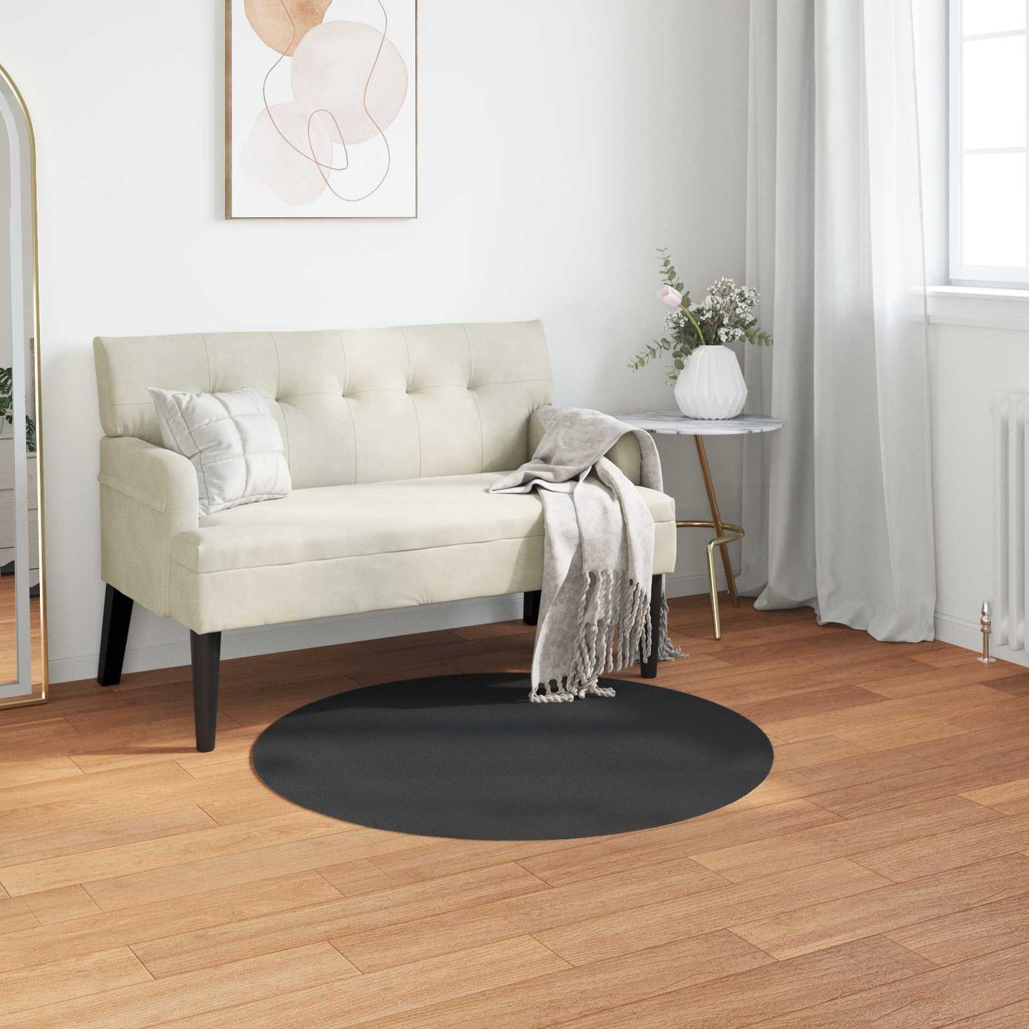 Tappeto antiscivolo in sintetica di coniglio OLITE Nero Ø 80 cm