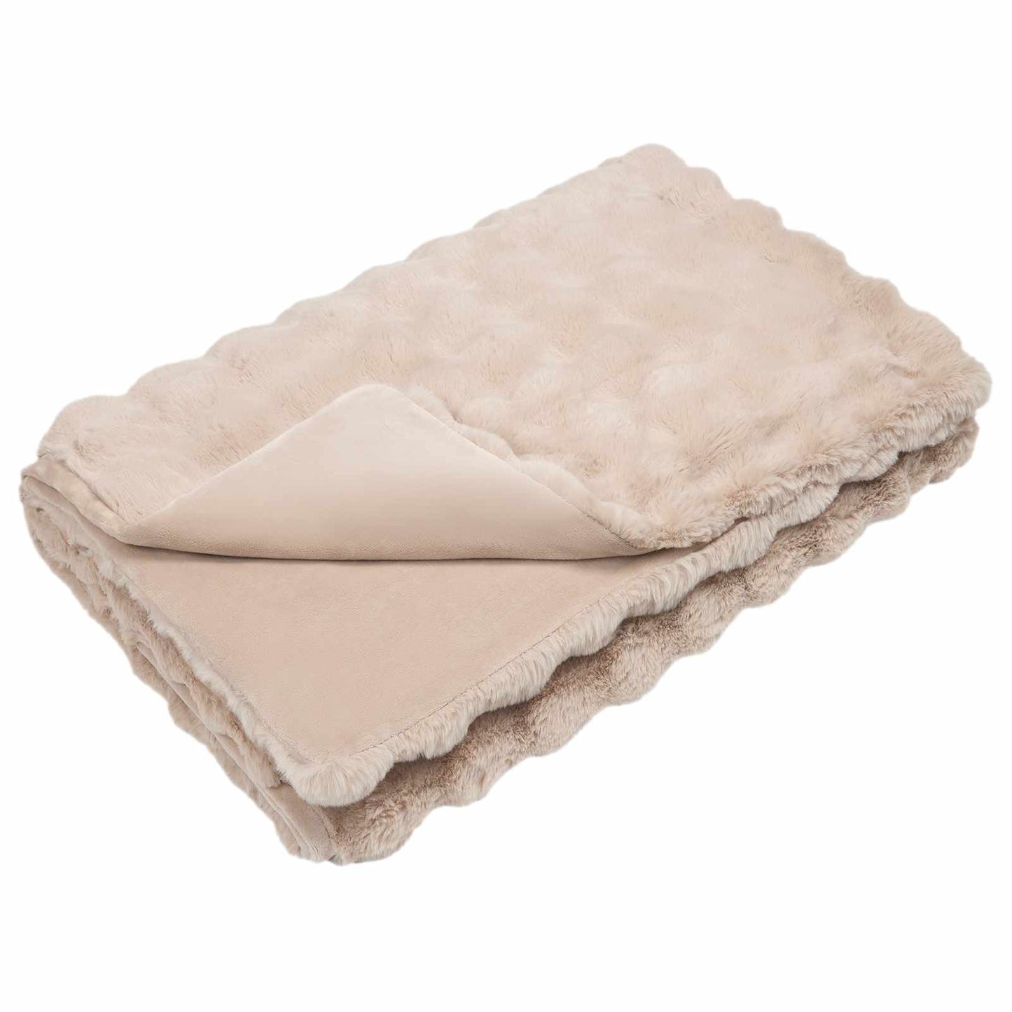 Coperta in Pelliccia di Coniglio Finta Beige 220 x 240 cm