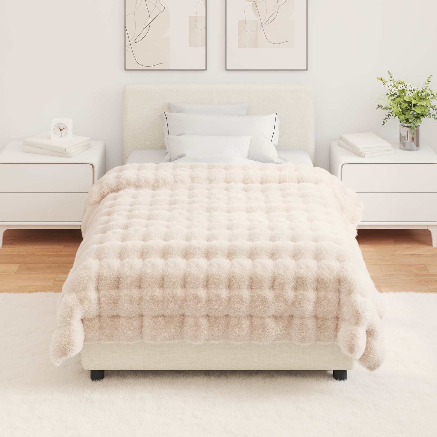 Coperta in Pelliccia di Coniglio Finta 4 pcs Beige 130 x 150 cm