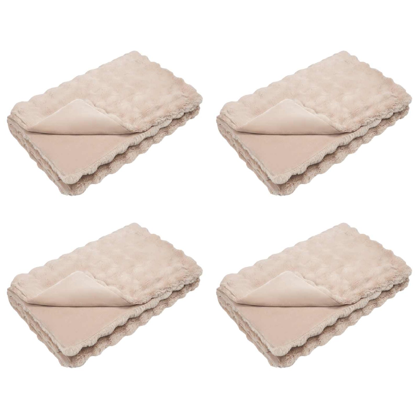 Coperta in Pelliccia di Coniglio Finta 4 pcs Beige 150 x 220 cm
