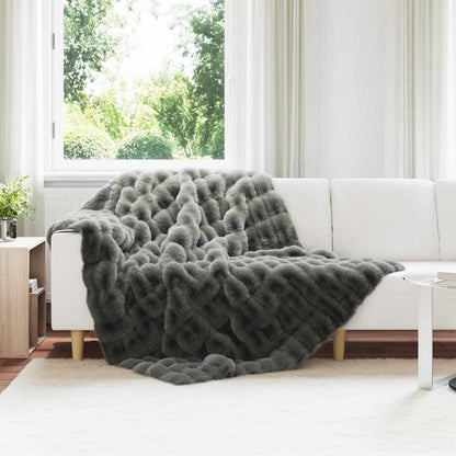 Coperta antiscivolo in sintetica di coniglio Olite Grigio Scuro