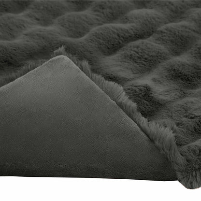 Coperta in Pelliccia di Coniglio Finta Grigio scuro
