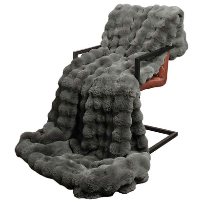 Coperta in Pelliccia di Coniglio Finta Grigio scuro