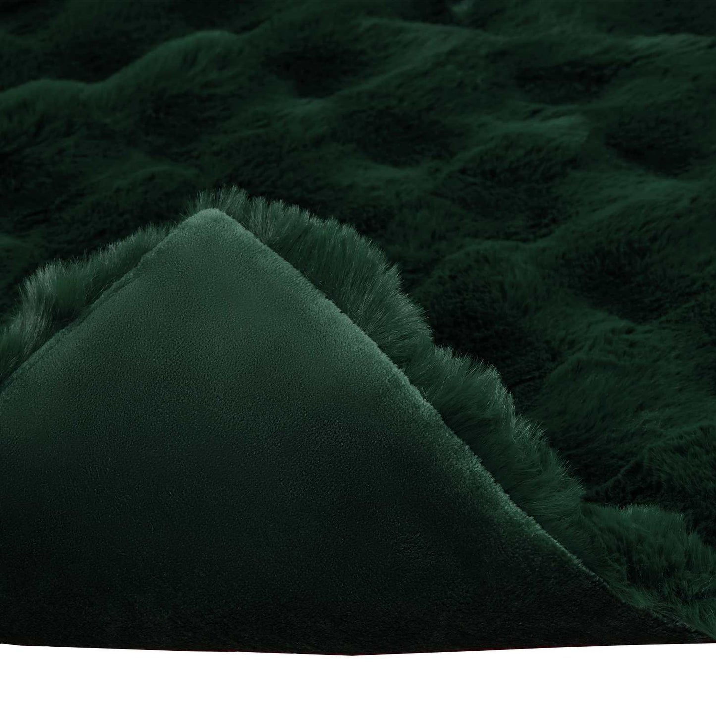 Coperta in Pelliccia di Coniglio Finta Verde Scuro 130 x 150 cm