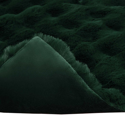 Coperta in Pelliccia di Coniglio Finta Verde Scuro 240 x 270 cm