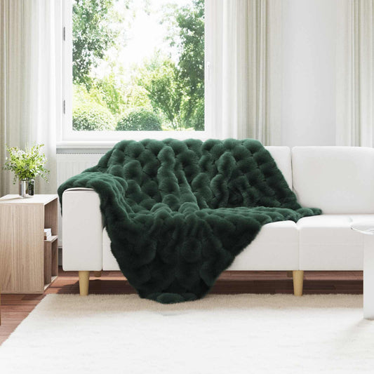 Coperta in Pelliccia di Coniglio Finta 4 pcs Verde Scuro