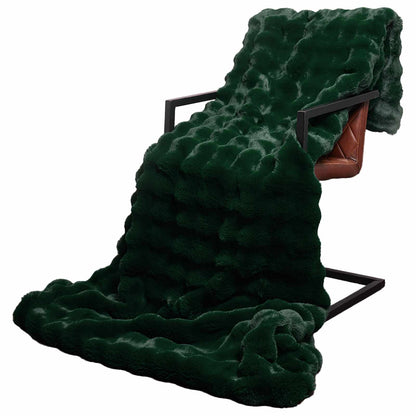 Coperta in Pelliccia di Coniglio Finta 4 pcs Verde Scuro