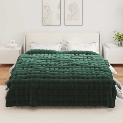 Coperta in Pelliccia di Coniglio Finta 4 pcs Verde Scuro