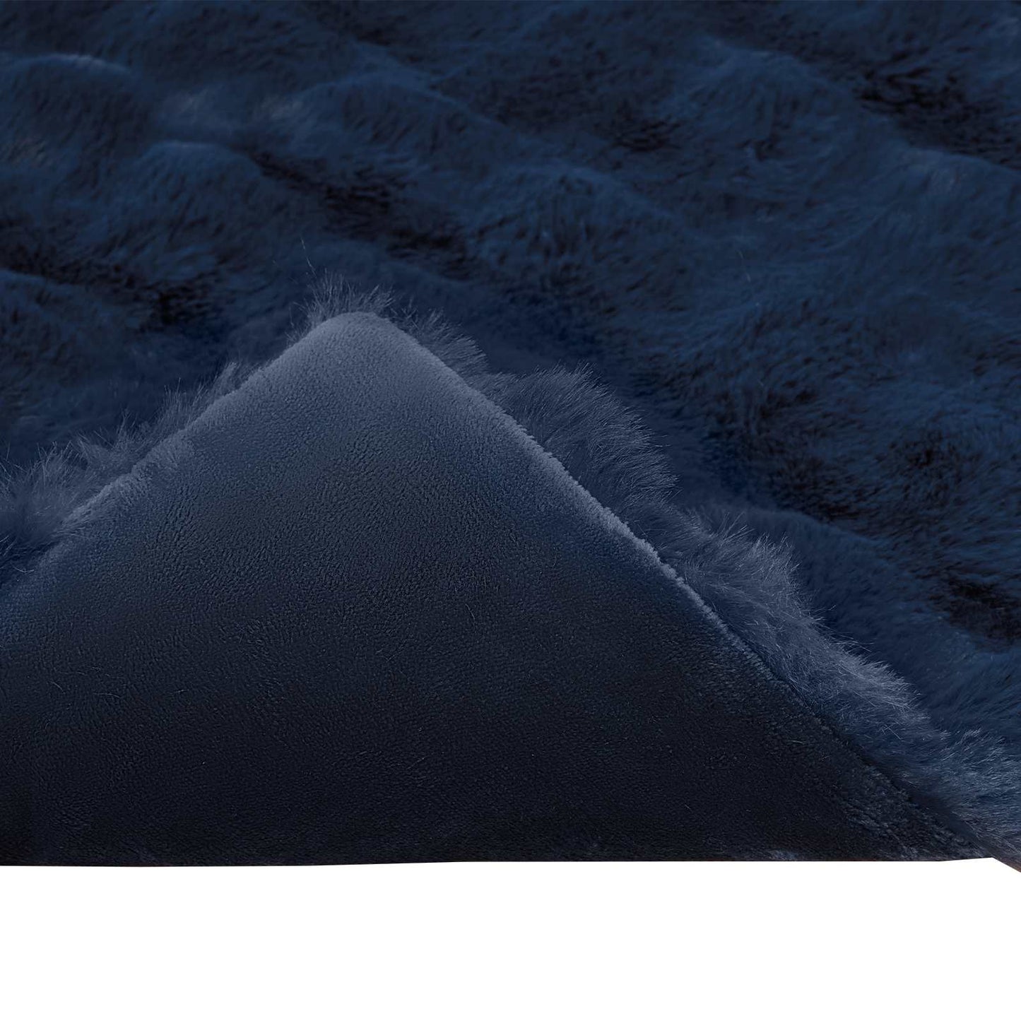 Coperta in Pelliccia di Coniglio Finta Blu Marino 220 x 240 cm