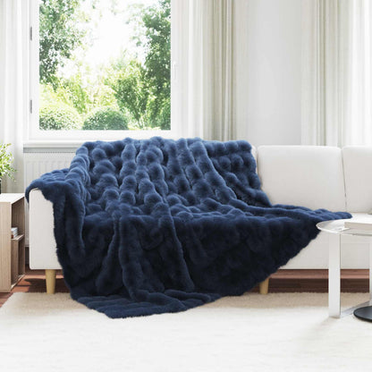 Coperta antiscivolo in sintetica di coniglio Olite Blu Marino