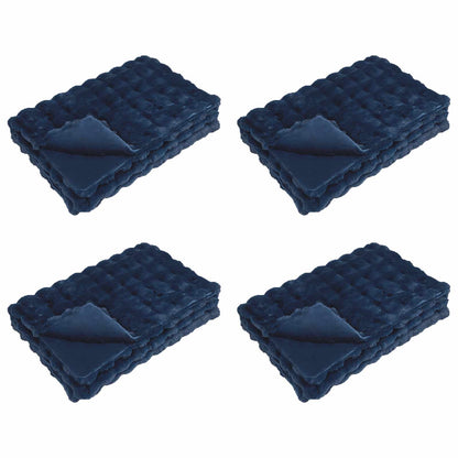 Coperta in Pelliccia di Coniglio Finta 4 pcs Blu Marino