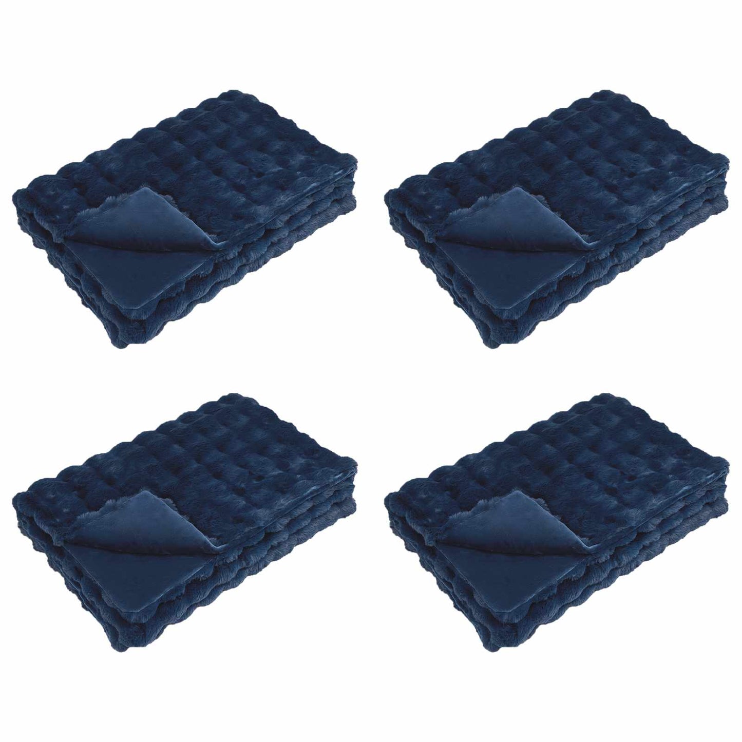 Coperta in Pelliccia di Coniglio Finta 4 pcs Blu Marino