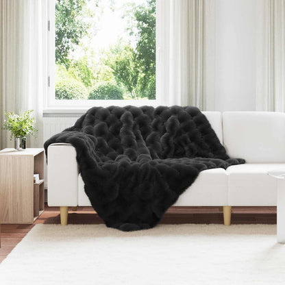 Coperta antiscivolo in sintetica di coniglio Olite Nero