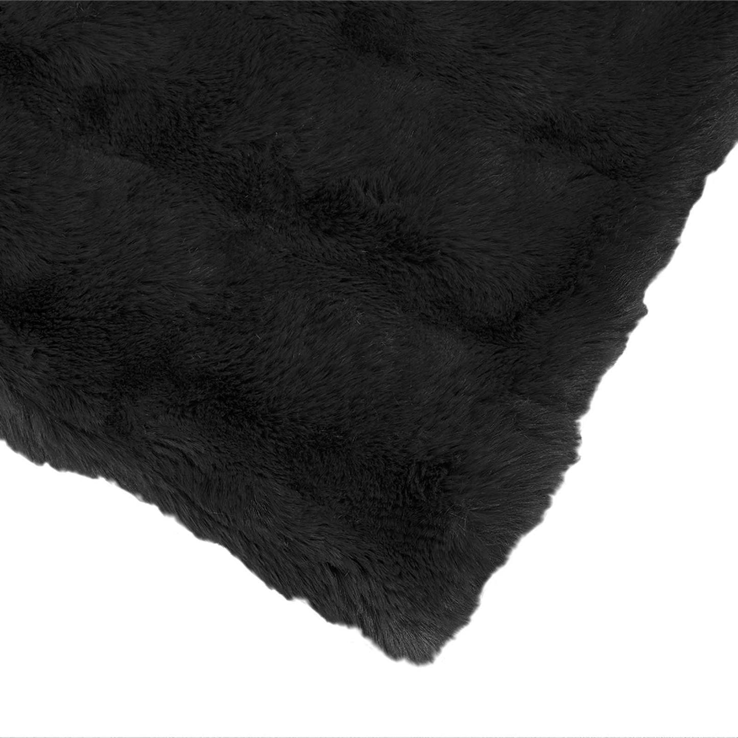 Coperta in Pelliccia di Coniglio Finta Nero 240 x 270 cm