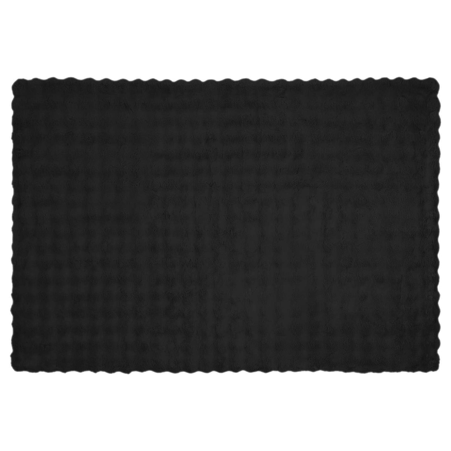 Coperta in Pelliccia di Coniglio Finta 4 pcs Nero 150 x 220 cm