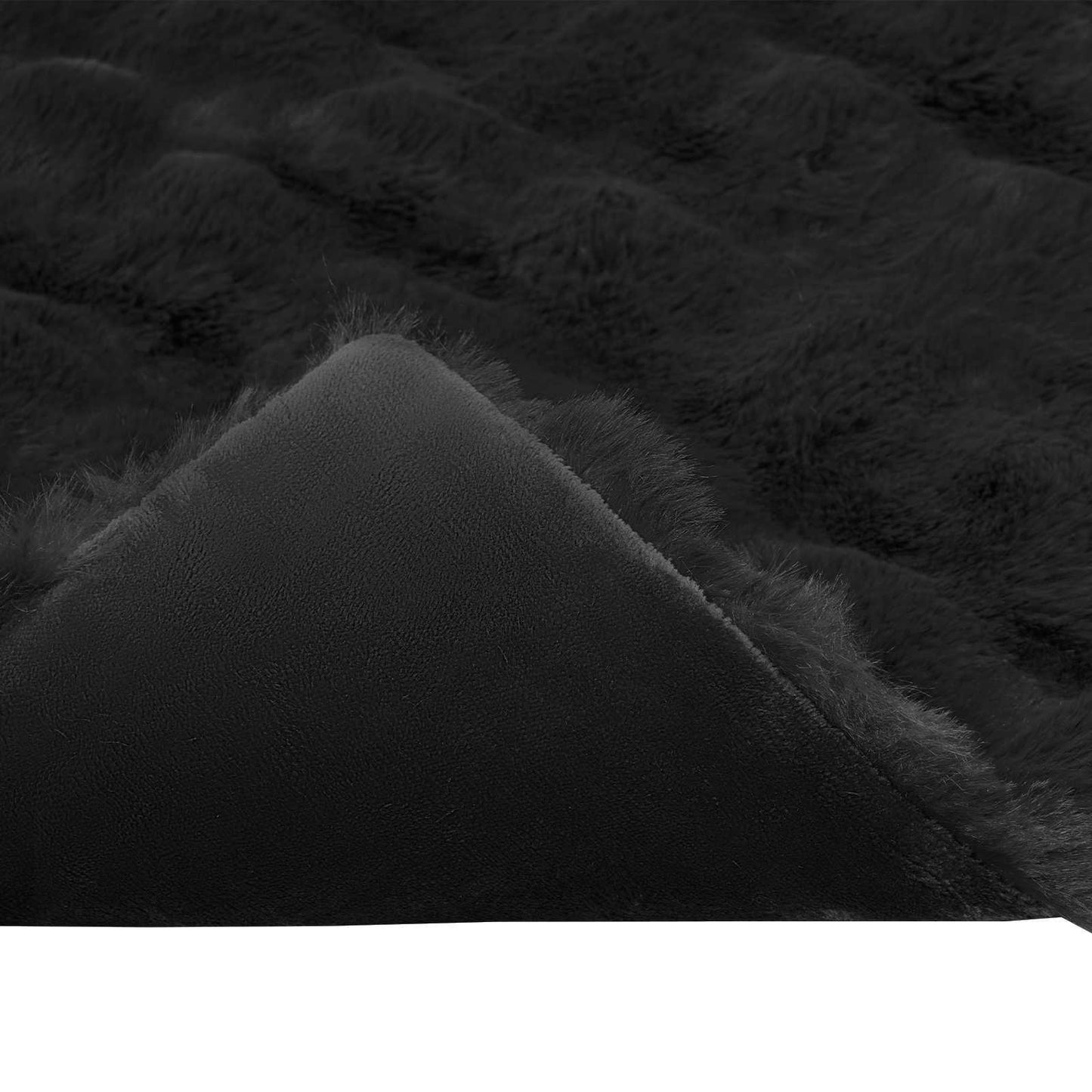 Coperta in Pelliccia di Coniglio Finta 4 pcs Nero 220 x 240 cm