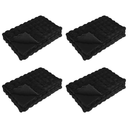 Coperta in Pelliccia di Coniglio Finta 4 pcs Nero 240 x 270 cm