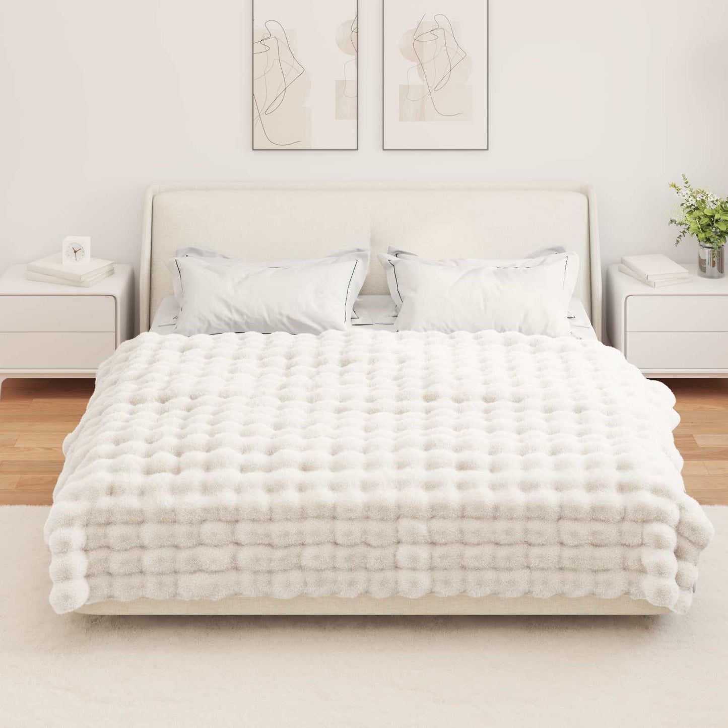 Coperta in Pelliccia di Coniglio Finta 4 pcs Bianco