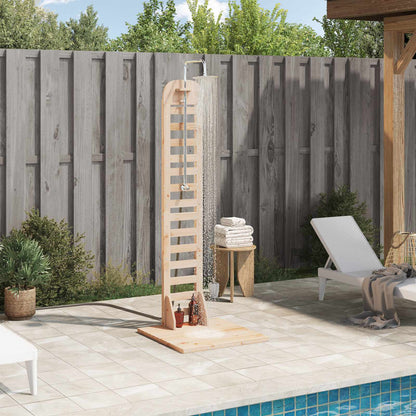 Doccia da esterno 223 cm Legno massello di pino e acciaio inox | homemem39