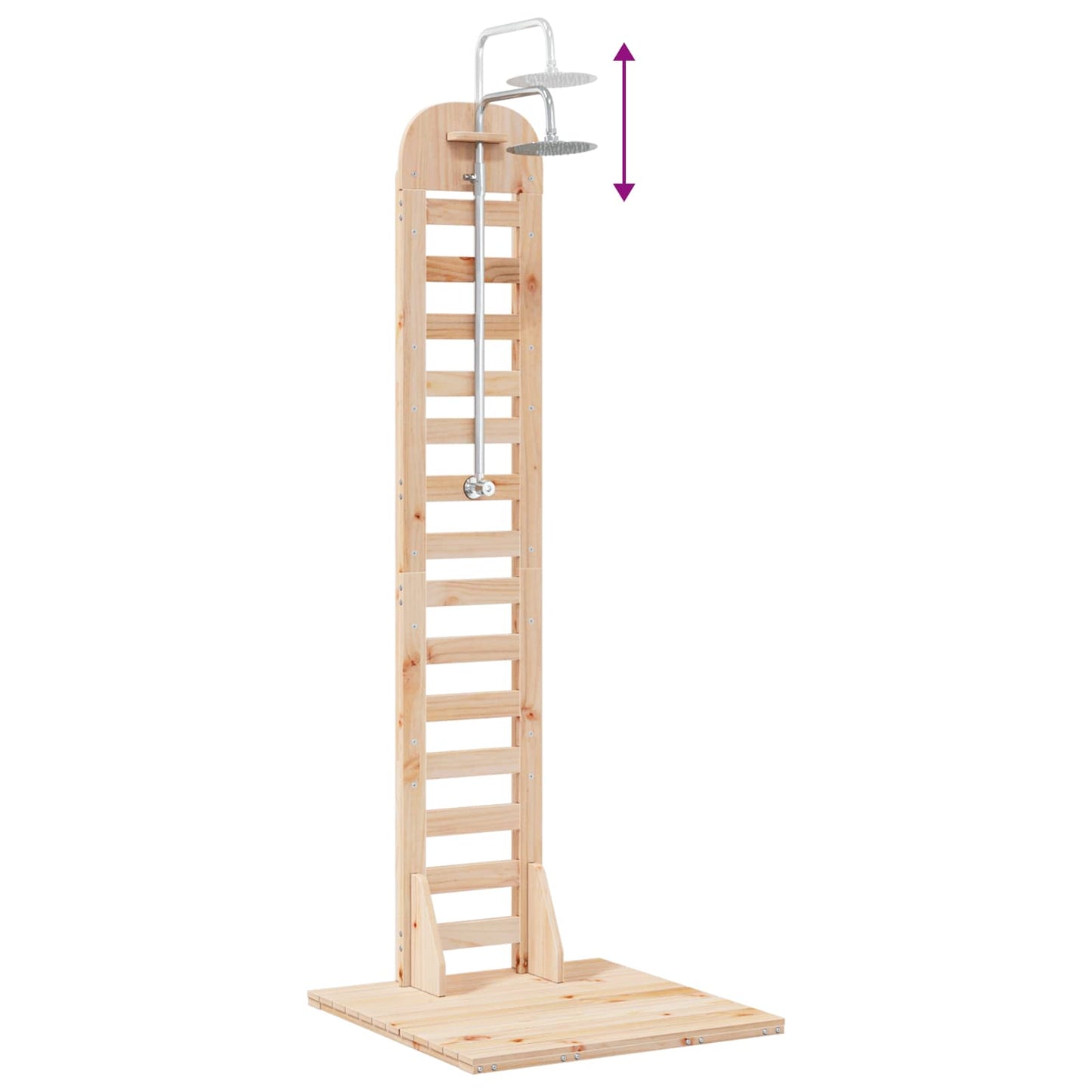 Doccia da esterno 223 cm Legno massello di pino e acciaio inox | homemem39