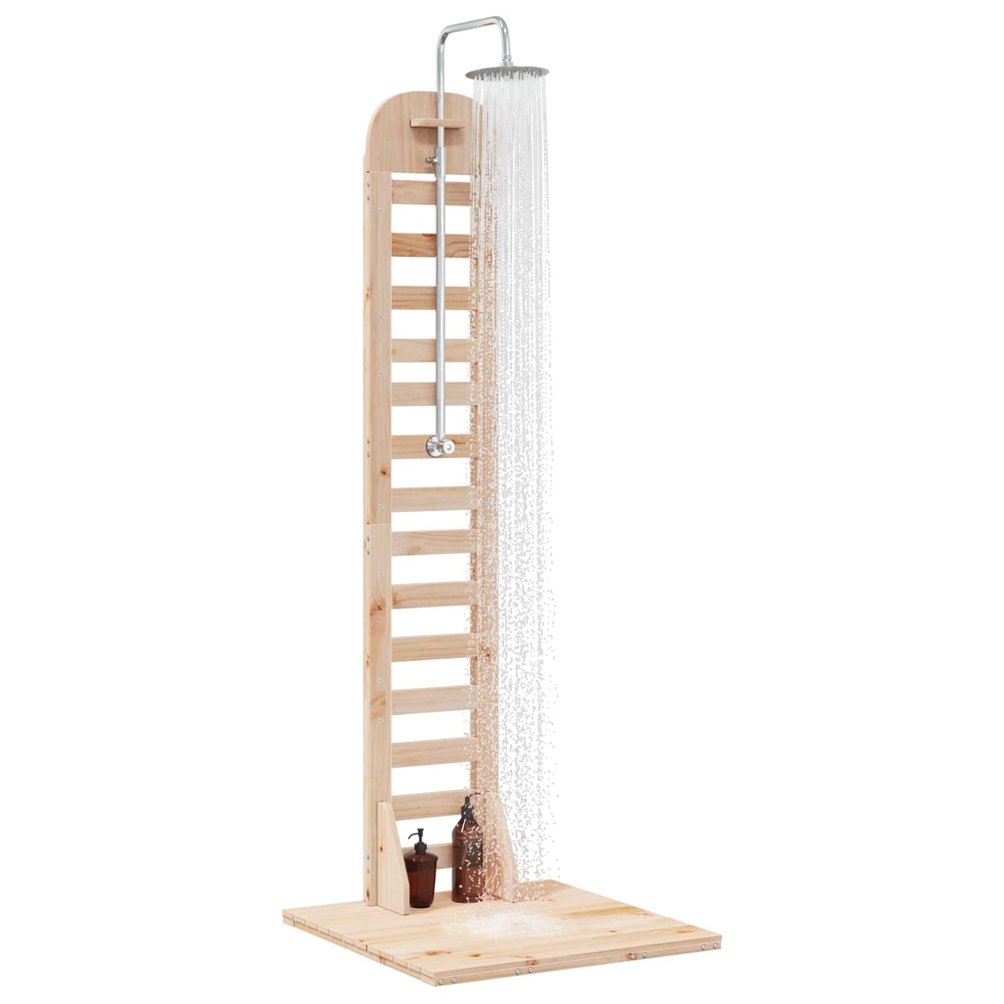 Doccia da esterno 223 cm Legno massello di pino e acciaio inox | homemem39