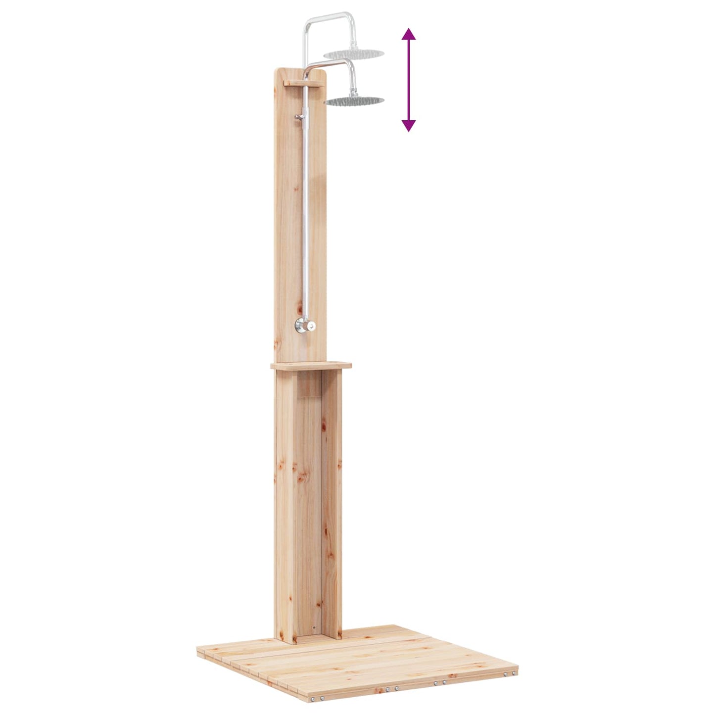 Doccia da esterno 206 cm Legno massello di pino e acciaio inox | homemem39
