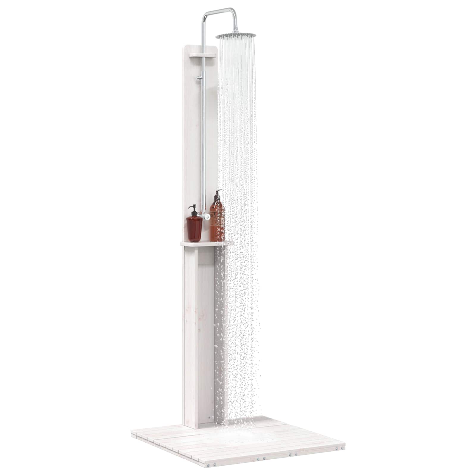 Doccia da esterno 206 cm Legno massello di pino e acciaio inox | homemem39