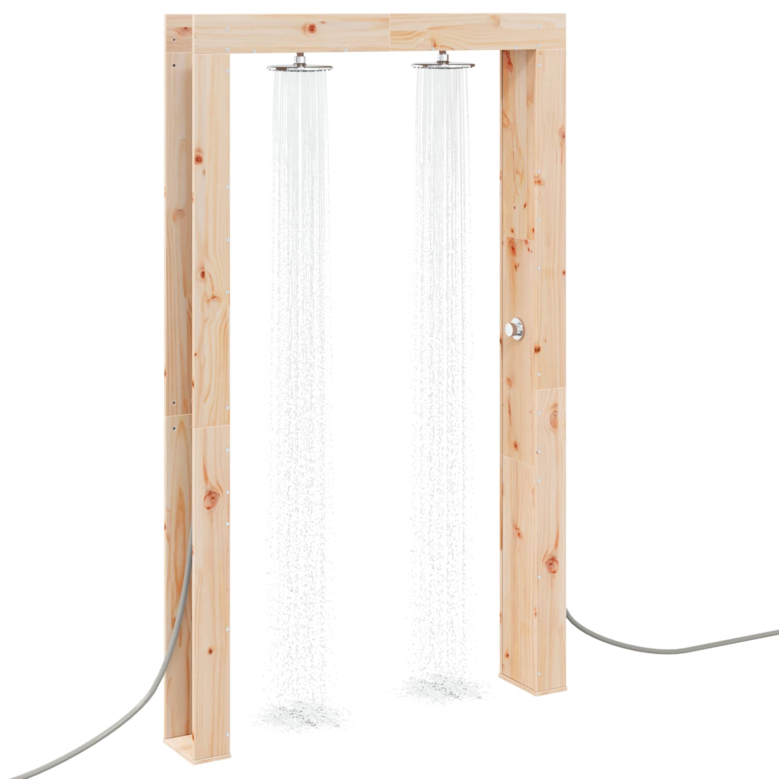 Doccia da esterno 226 cm Legno massello di pino e acciaio inox | homemem39
